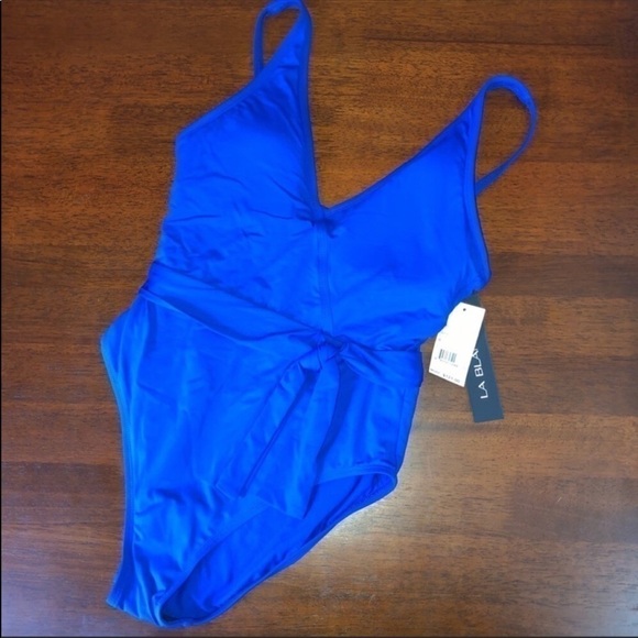 La Blanca Blue One Piece Slimming Swimsuit 6 - Picture 3 of 8